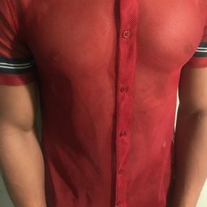 Asos 80 style button up mesh/fishnet